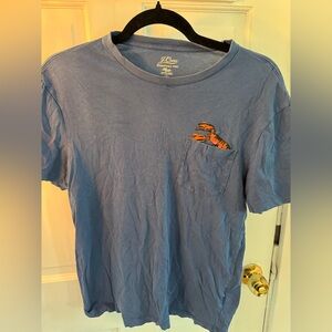 J. Crew Blue Tee with Orange Lobster Accent